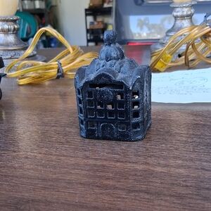 Vintage Black Cast Iron Coin Bank